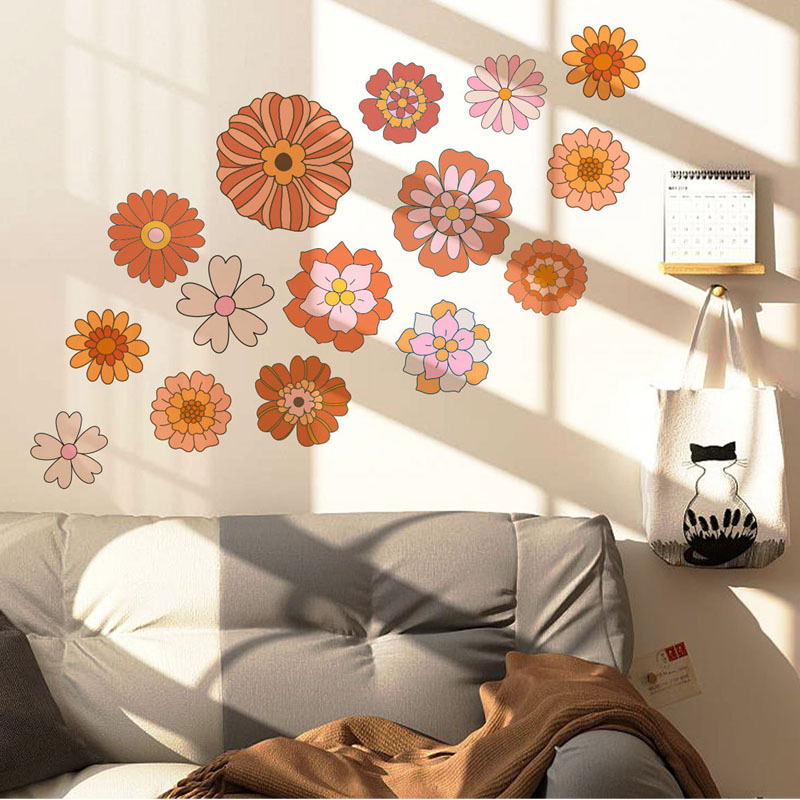 Fresh flowers warm color wall stickers removable decorative living room bedroom porch self-adhesive painting cross-border AliExpress hair generation