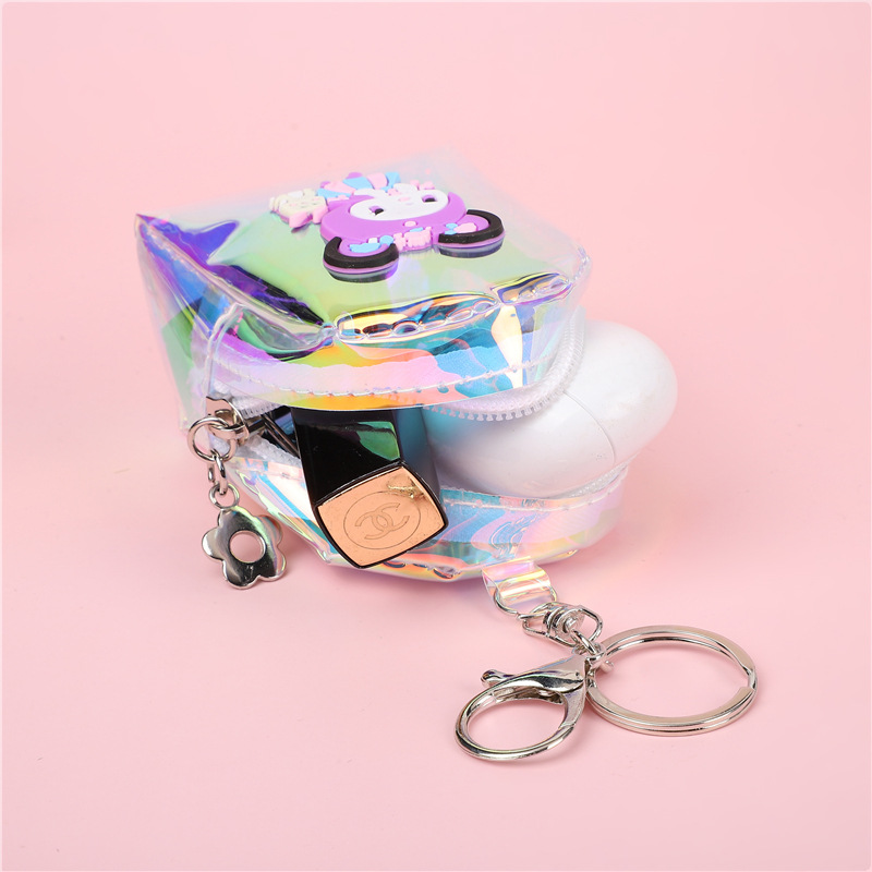 Nuevo bolso de cambio de gelatina transparente portátil mini bolso de llaves de dibujos animados Kuro lindo bolso de almacenamiento de auriculares