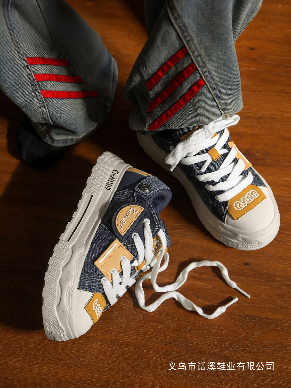 奇安达鞋子男鞋新款百搭休闲大头原创小众帆布鞋透气增高厚底板鞋