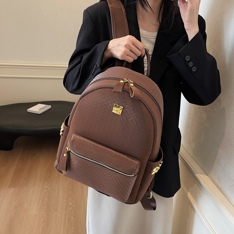 Casual estilo coreano mochila universitaria simple moda tejida mochila de mujer 2025 nueva gran capacidad mochila de mujer