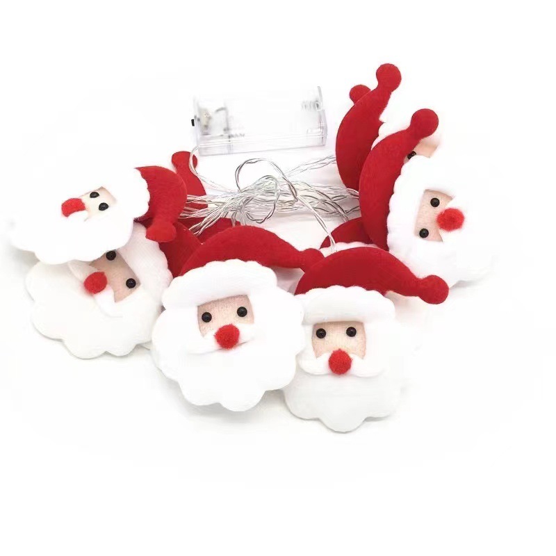 En stock transfronteriza LED muñeco de nieve de peluche cadena ligera Santa Claus ELK lindo ambiente de vacaciones de dibujos animados luces decorativas de colores