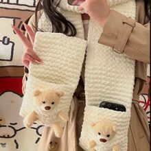 口袋熊围巾diy材料包粗冰条毛线手工编织送闺蜜男女朋友节日礼物