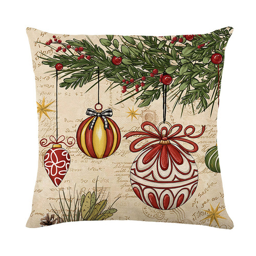 Cross-border Christmas throw pillow cover with Santa Claus linen print holiday home decor cushion cover bedroom cushion cover