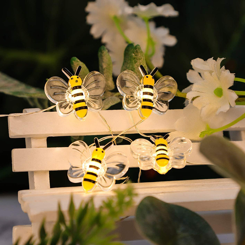 Transfronteriza nuevo Festival de la abeja luz de la secuencia 3D abeja modelado Luz Decoración de vacaciones LED alambre de cobre luz ambiente Accesorios