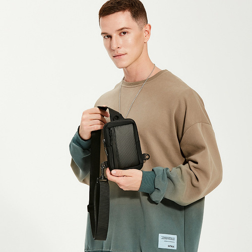 New single shoulder crossbody bag men's mini lightweight simple small shoulder bag mobile phone bag men's waist bag sports running chest bag