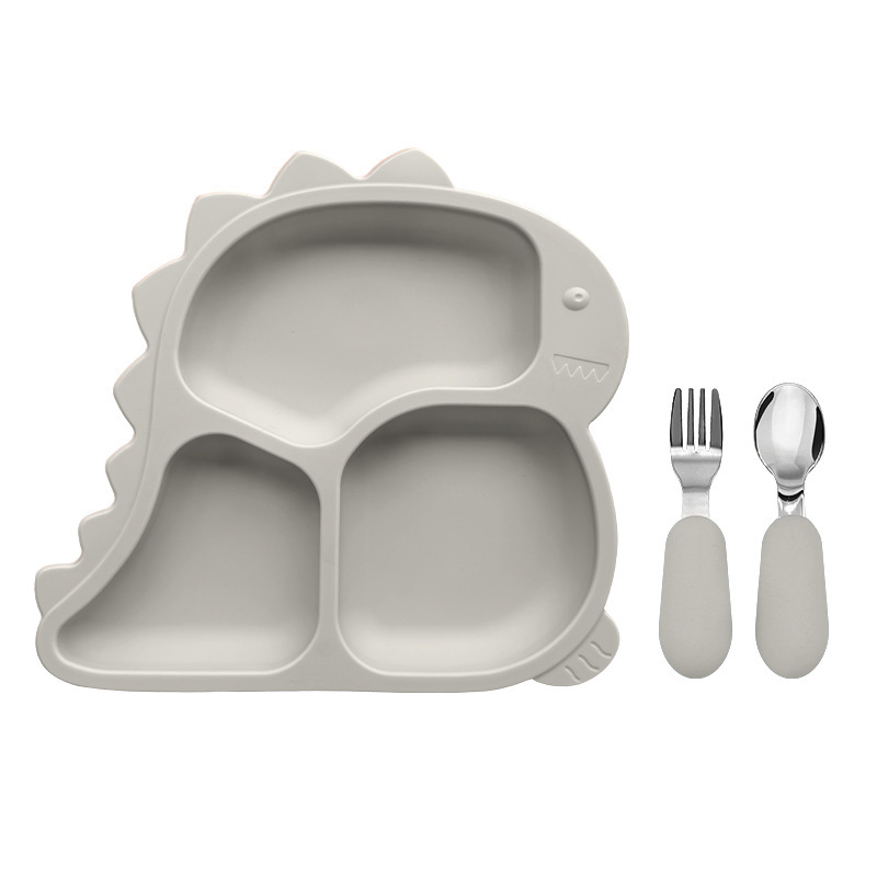 그레이 디너 플레이트 + 스테인레스 스틸 스푼과 포크 세트