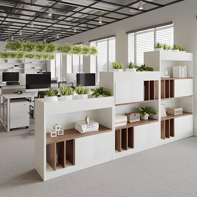 Office Wooden Partition Cabinet File Cabinet Storage Cabinet Screen Decorative Flower Trough Cabinet Storage Rack Workstation Blocking Side Cabinet