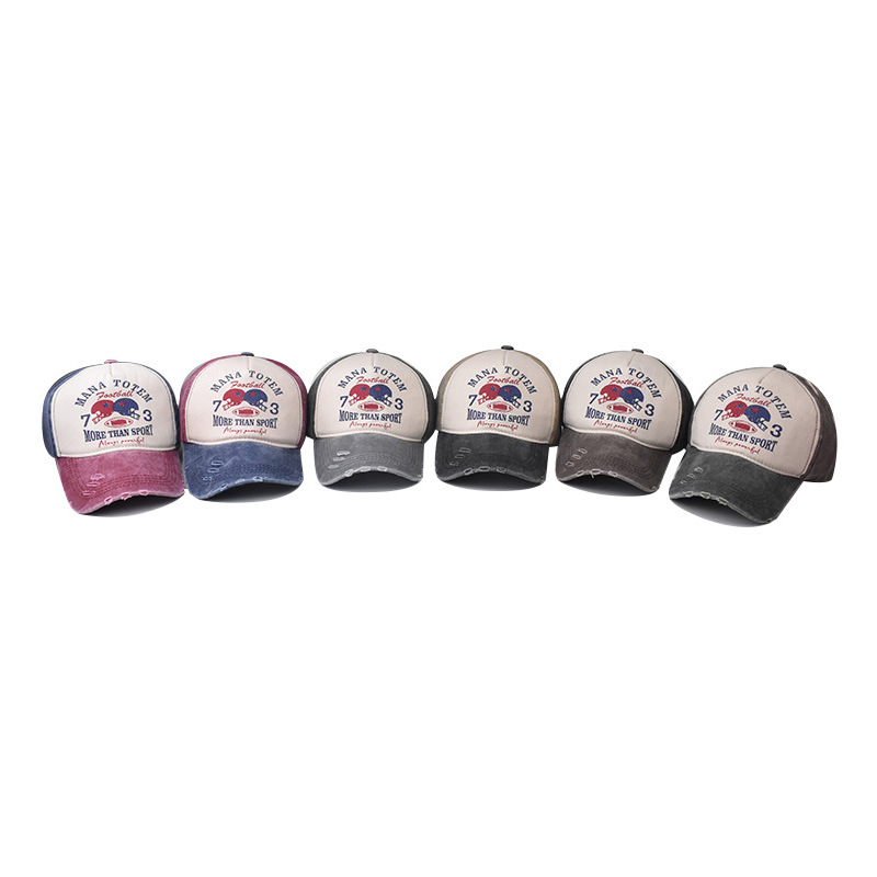 Comercio exterior nuevo Denim lavado apenada gorra de béisbol carta de impresión gorra de béisbol grande bordado hip hop sombrero casual cap