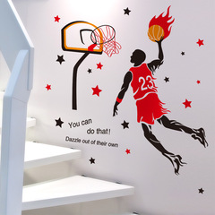 2F3D立體籃球臥室裝飾壁紙宿舍自粘大學生布置牆貼紙男孩房間海報