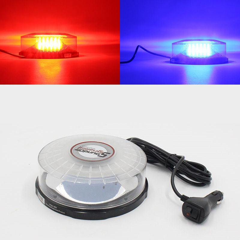 LED高亮度车警示灯汽车强磁吸顶爆闪灯 工程黄色车载警灯12-24伏