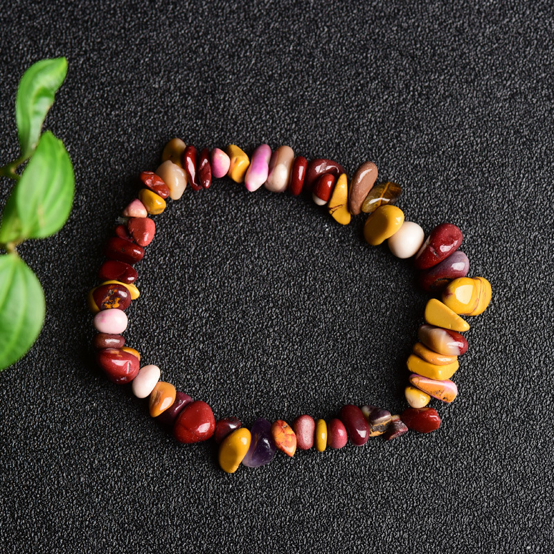 Pulsera de anillo único de piedra de cuartil natural irregular pulsera de cuerda elástica de piedra original estilo fresco simple y versátil