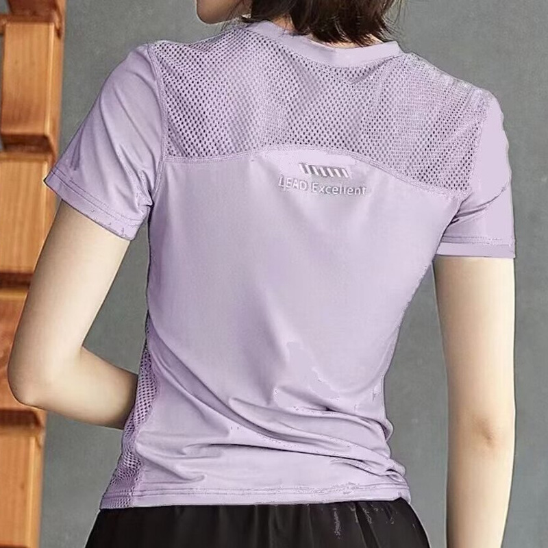 Yoga short-sleeved top for women, summer thin breathable mesh slim-fit professional sports running fitness quick-dry top Yoga short-sleeved top for women, summer thin breathable mesh slim-fit professional sports running fitness quick-dry top