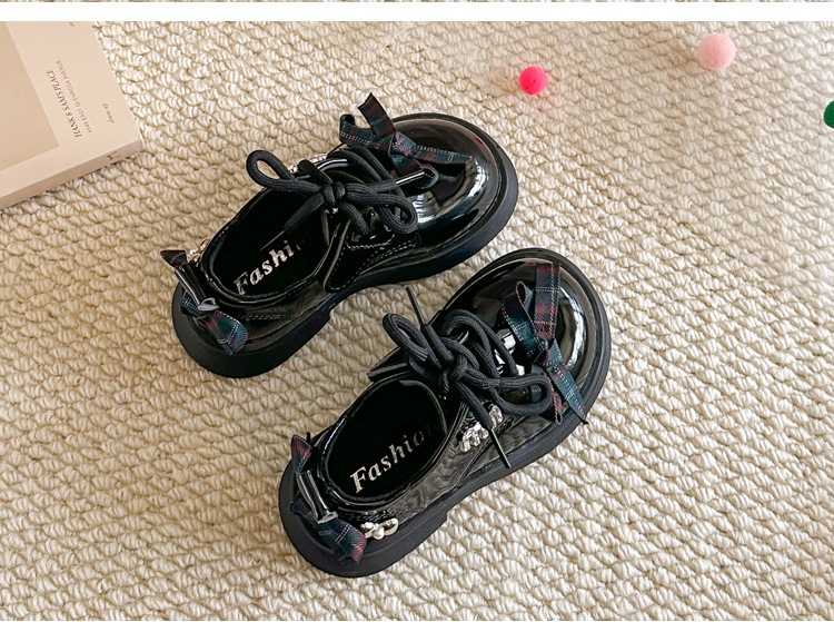 Mädchen Lederhalbschuhe Im Britischen Stil Mit Schleife Und Karo_voghion.com