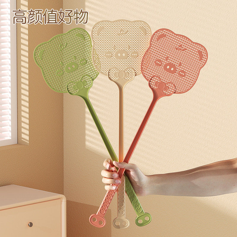 New Thickened Fly Swatter for Home Use, Cartoon Mosquito Swatter with Long Handle, Manual Mosquito Swatter, Durable Fly Swatter for Mosquito Control