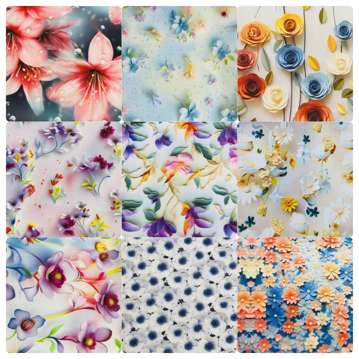 3D数码直喷印花布 涤棉45支府绸印立体玫瑰花 童装女装服装面料