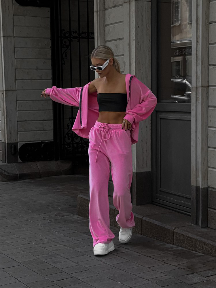 2025 European And American Foreign Trade Casual Autumn Women's Solid Color Sleeve Cardigan Hooded Top Sports Long Pants_ecoleips.com