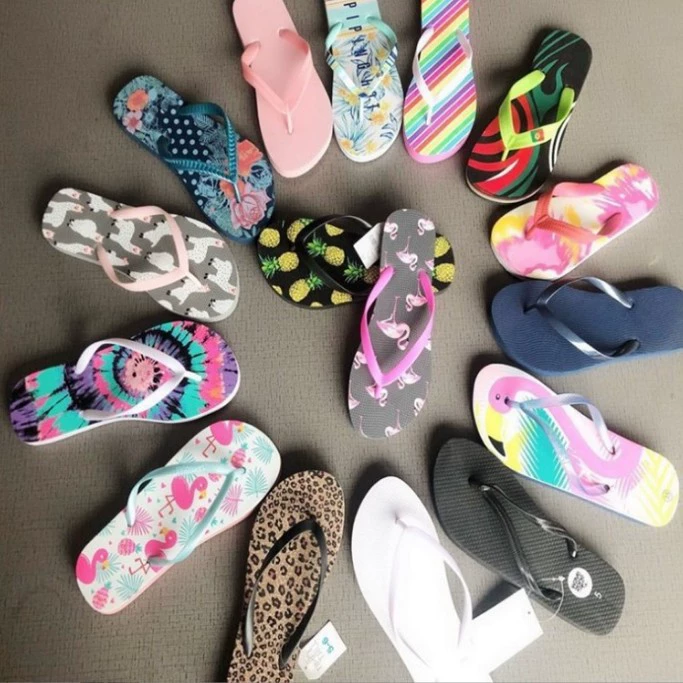 Multicoloured non-slip flip flops, beach slippers for bath, for beloved