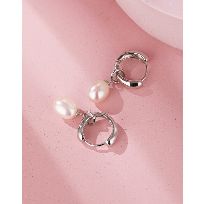Gota de agua pendientes de perlas de agua dulce para mujeres 925 plata esterlina luz lujo nicho diseño alto grado hebilla del oído pendientes temperamento versátil