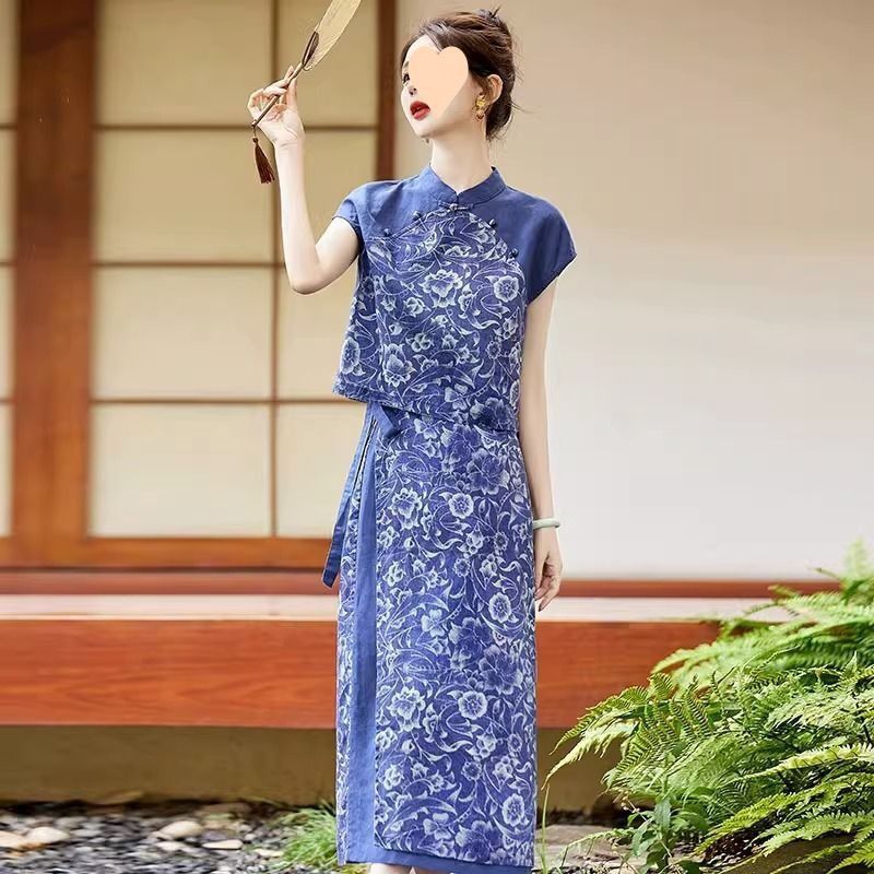 Ethnic summer retro elegant cheongsam