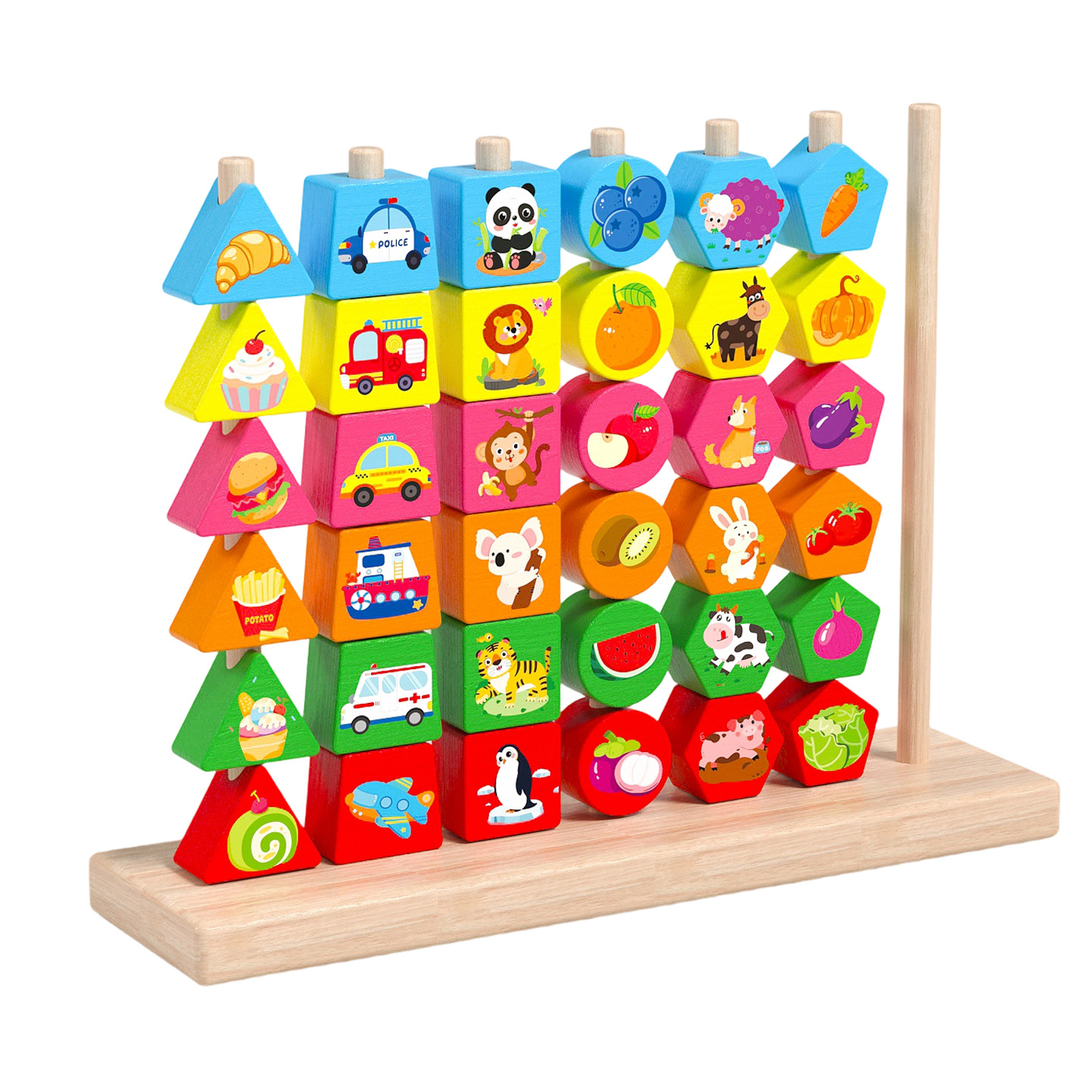 Puzzle infantil cuentas de educación temprana forma de juego de columna de color forma de bebé cognitivo mano ojo coordinación juguetes de madera