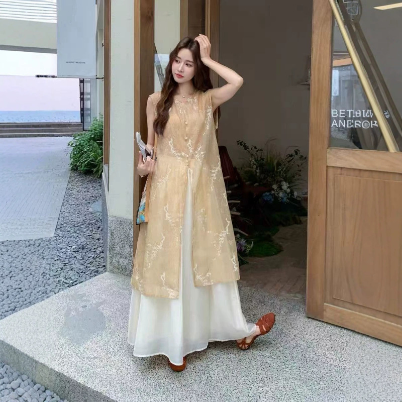 New Chinese-Style Long Sleeveless Vest Top 2026 Summer New Product with a High-End Feel and Versatile Summer Dress New Chinese-Style Long Sleeveless Vest Top 2026 Summer New Product with a High-End Feel and Versatile Summer Dress