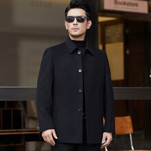 双面羊绒大衣男中年冬季加厚可拆卸羽绒外套商务中长款羊毛呢上衣