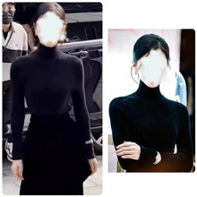 刘诗诗同款黑色高领长袖针织衫女秋冬季新款内搭打底修身显瘦毛衣