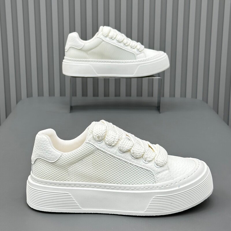 Men's Shoes 2026 Summer Flat Sneakers Casual Lace-Up Mesh Breathable Versatile Lightweight Soft-Soled Sports Low-Top Trendy Shoes