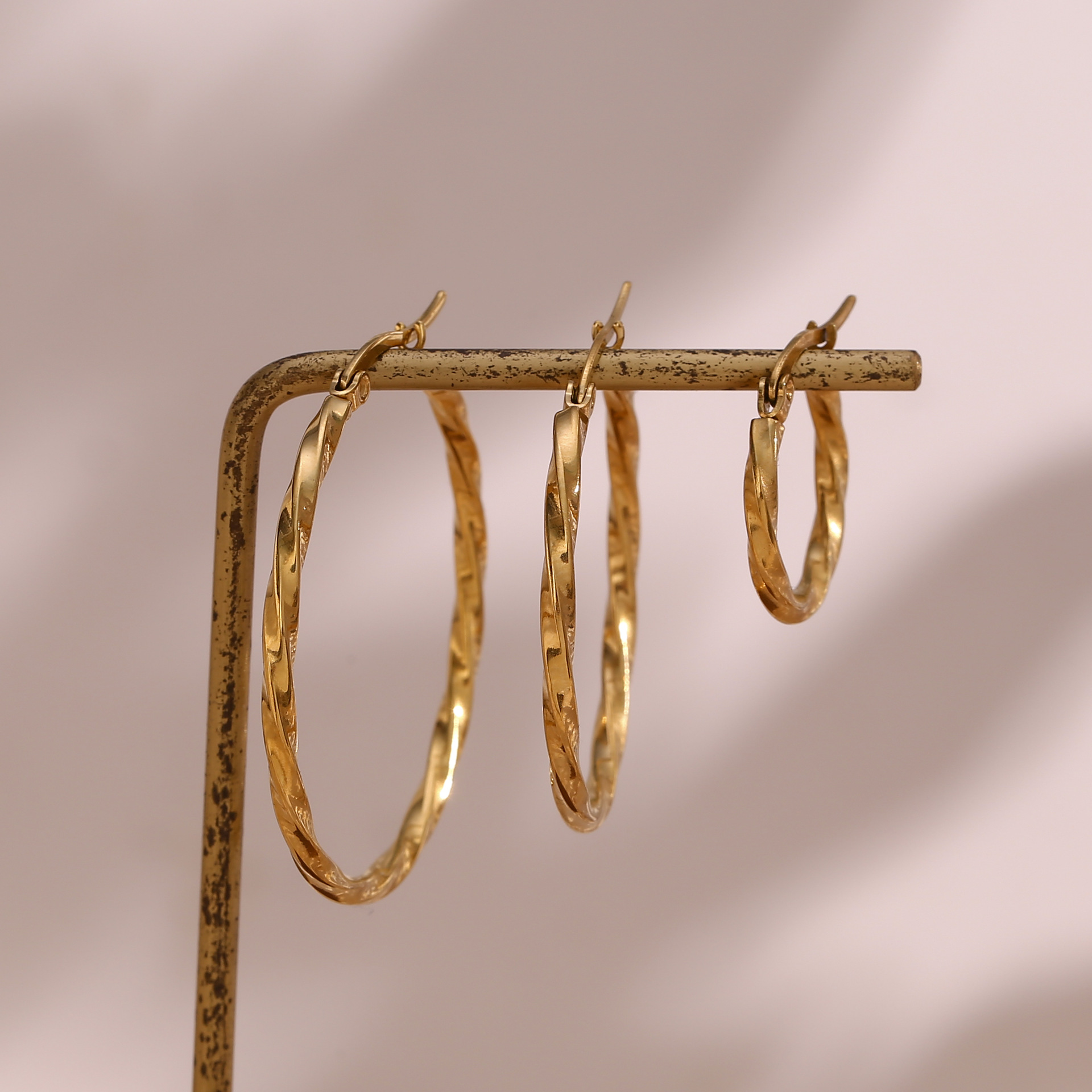 Stainless Steel Square Thread Twist Earrings