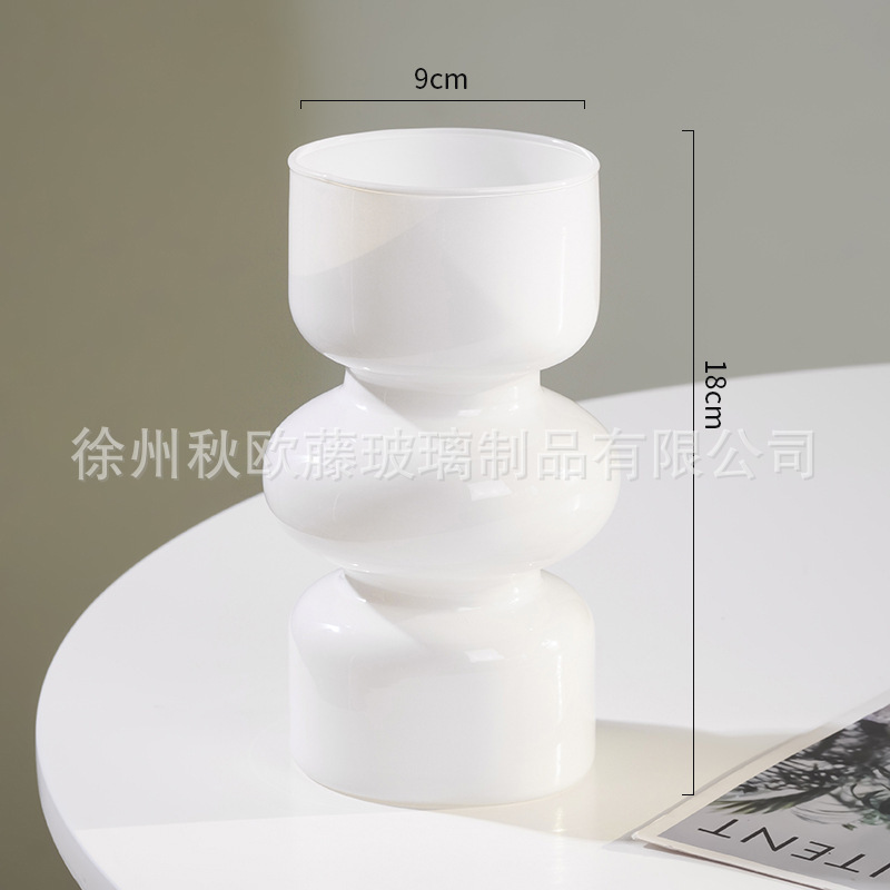 Jarrón de vidrio de barril cónico, estilo nórdico, simple, grande, jarrón transparente, arreglo floral, decoración de escritorio de alta gama, sala de estar