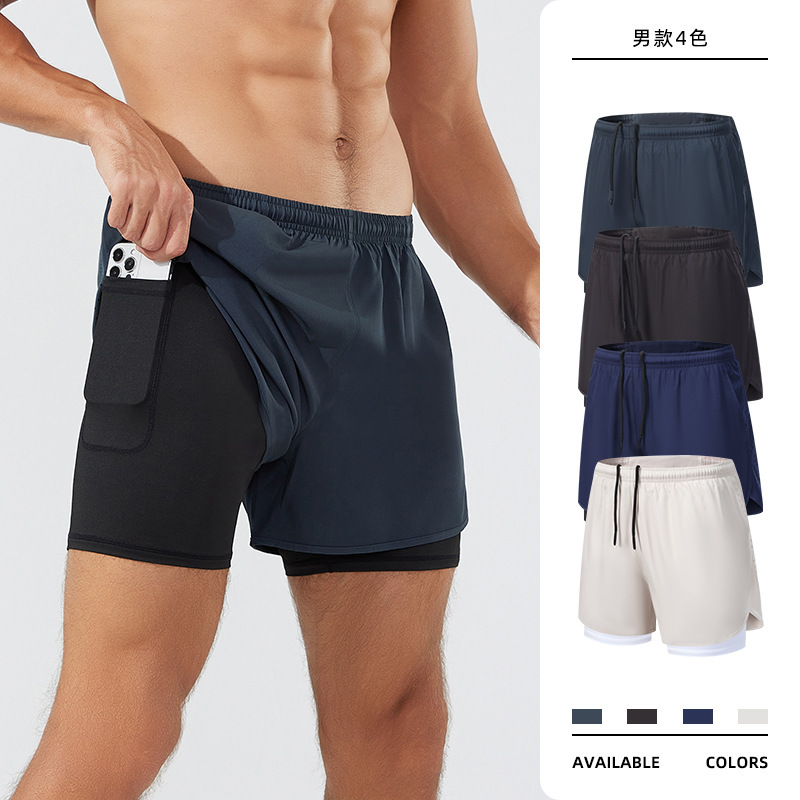New Summer Two-Piece Running Quick-Dry Sports Shorts for Men, Suitable for Basketball, Fitness, Marathon, and Trail Training