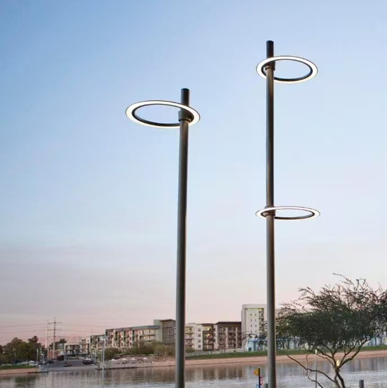 Modern Minimalist Led Outdoor Circular High-Pole Courtyard Light for Villas, Hotels, and Residential Areas, Waterproof Lighting Circle Garden Lamp Modern Minimalist Led Outdoor Circular High-Pole Courtyard Light for Villas, Hotels, and Residential Areas, Waterproof Lighting Circle Garden Lamp