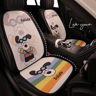 Cartoon Handdog Cute Girl Car Cushion Four Seasons Universal Breathable Thin Seat Cover Summer Ventilated Autumn and Winter