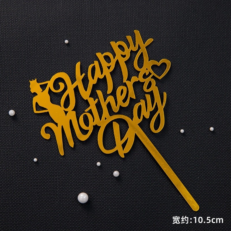 2025 Día de la Madre Gota de agua Diamante Corona Pastel Decoración Adornos Vista trasera Madre Acrílico Plug-in Mariposa Vestir