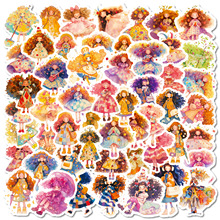 56张治愈系涂鸦少女日常贴纸 可爱爆炸头装饰手账手机壳防水贴画