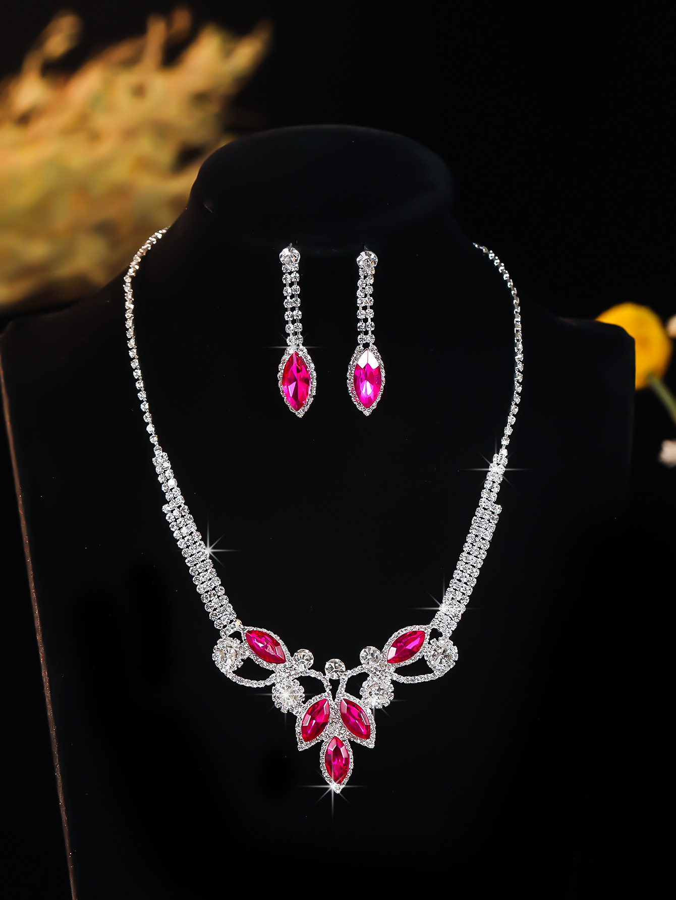conjunto de colar brinco conjunto de joias conjunto de vestido de banquete colar elegante tudo combina joias de noiva_voghion.com