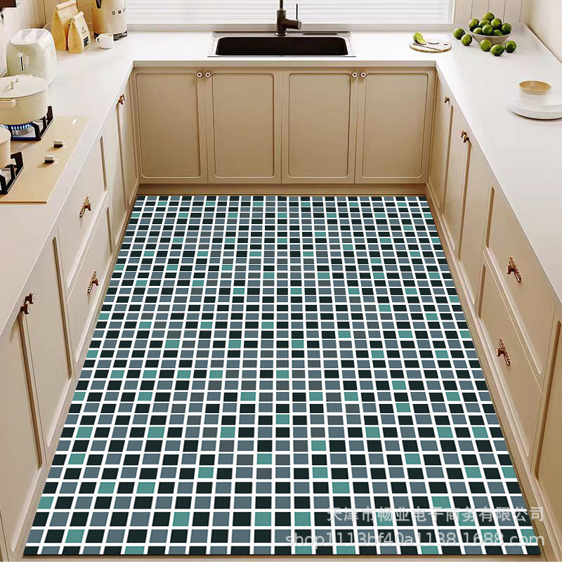 Pvc Floor Mat Wipeable Full Balcony Waterproof Anti-Fouling Floor Leather Carpet Kitchen Leather Oil-Proof No-Wash Floor Mat Pvc