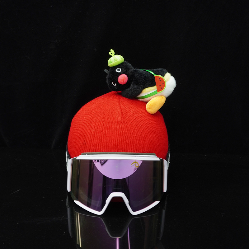Cartoon Cute Personality Accessories Watermelon Bag Black Side Lying Penguin Doll Ski Skating Helmet Snow Helmet Decoration