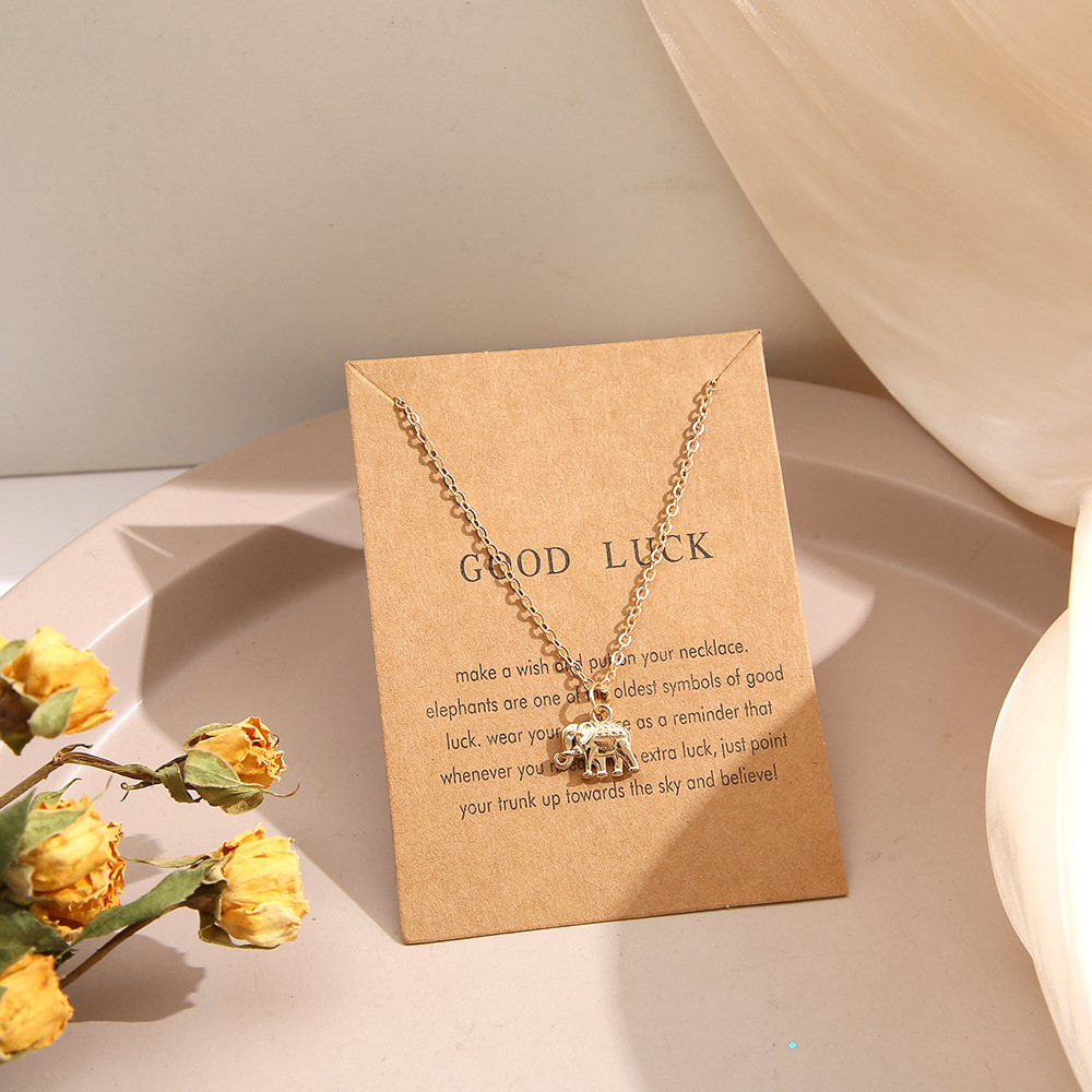 creative pearl feather retro letter paper card butterfly elephant cat necklace wholesale