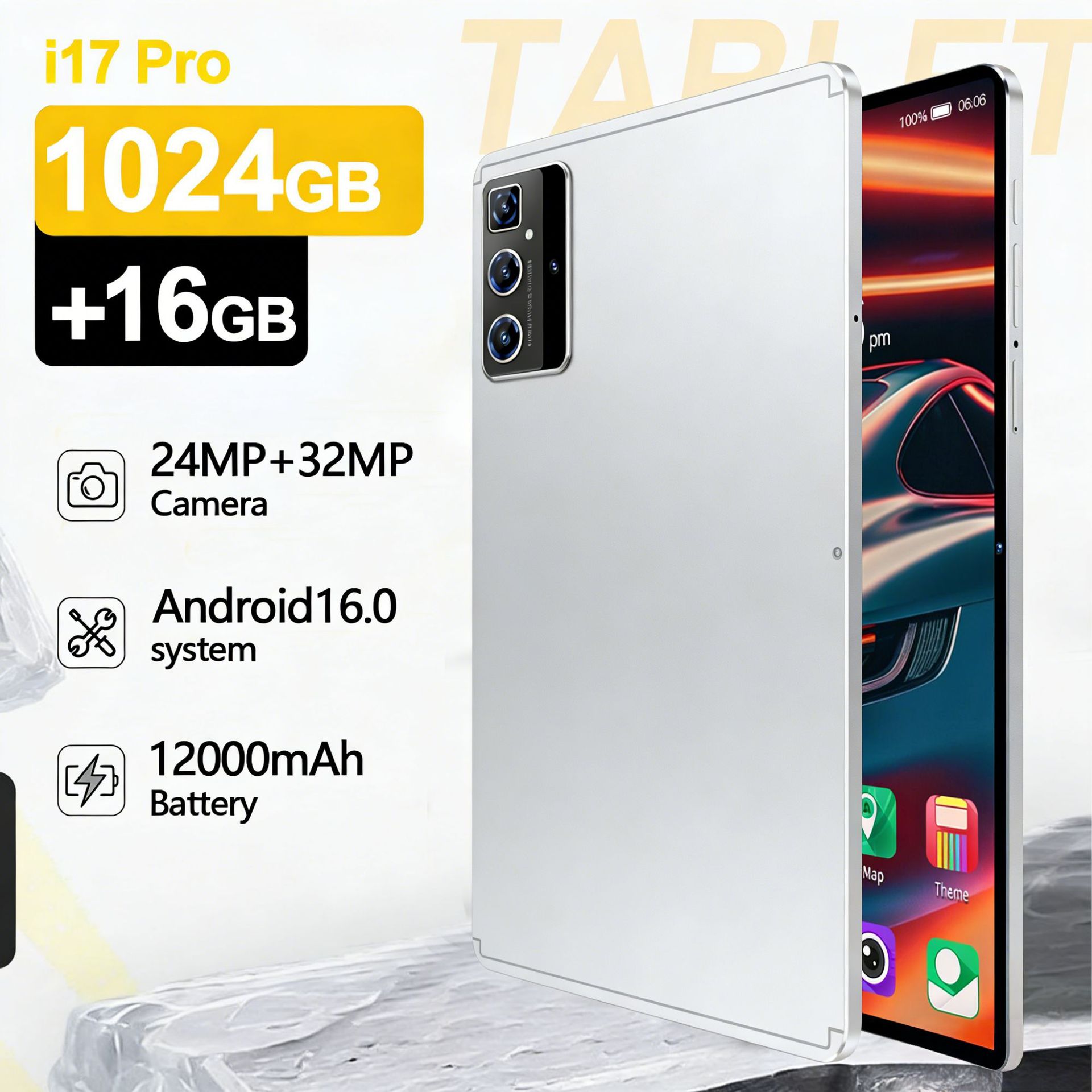 2-in-1 Tablet Computer Pro17 High-Definition Smart Bluetooth Learning and Gaming Device Cross-Border Tablet Factory Wholesale in Stock