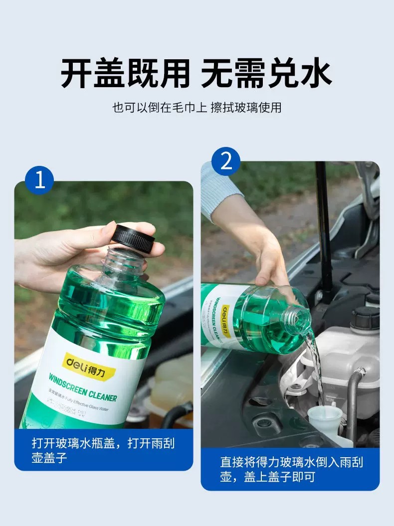 Effective oil film remover glass water for cars, specialized wiper fluid, anti-freeze for temperatures down to -40 to -25, decontamination, suitable for all seasons in winter