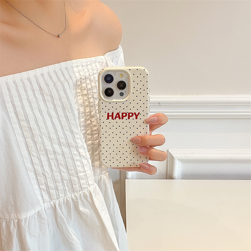 Creativo lunares galleta niño manzana 15promax texto feliz Apple 14pro funda para teléfono móvil para 13 suave