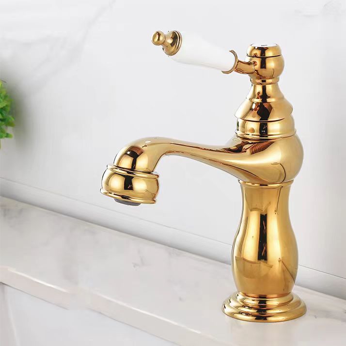 Retro europeo de cobre un solo mango lavabo lavabo grifo lavabo oro francés lavabo grifo frío y caliente