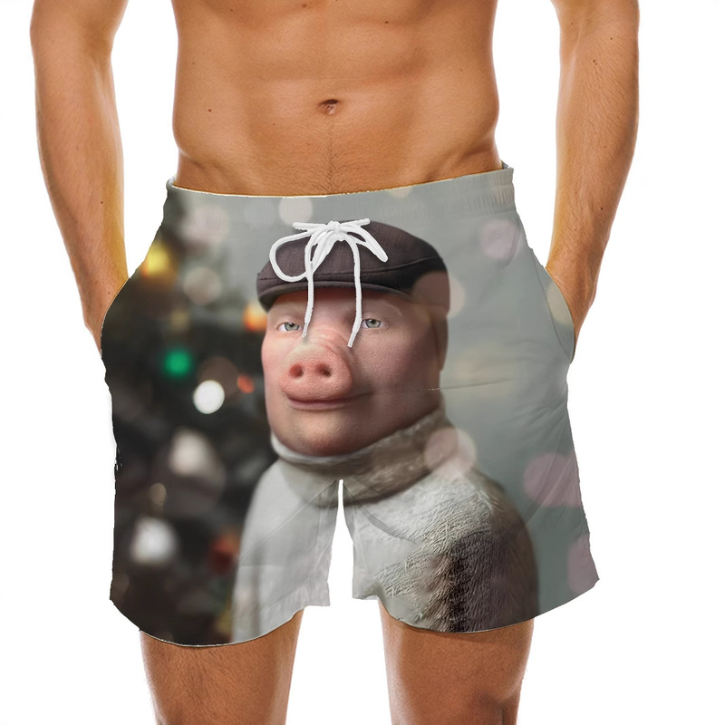 Summer European and American 2025 Cross-Border Men's Beach Shorts 3D Printed Breathable Surf Shorts Men's Floral Beach Shorts