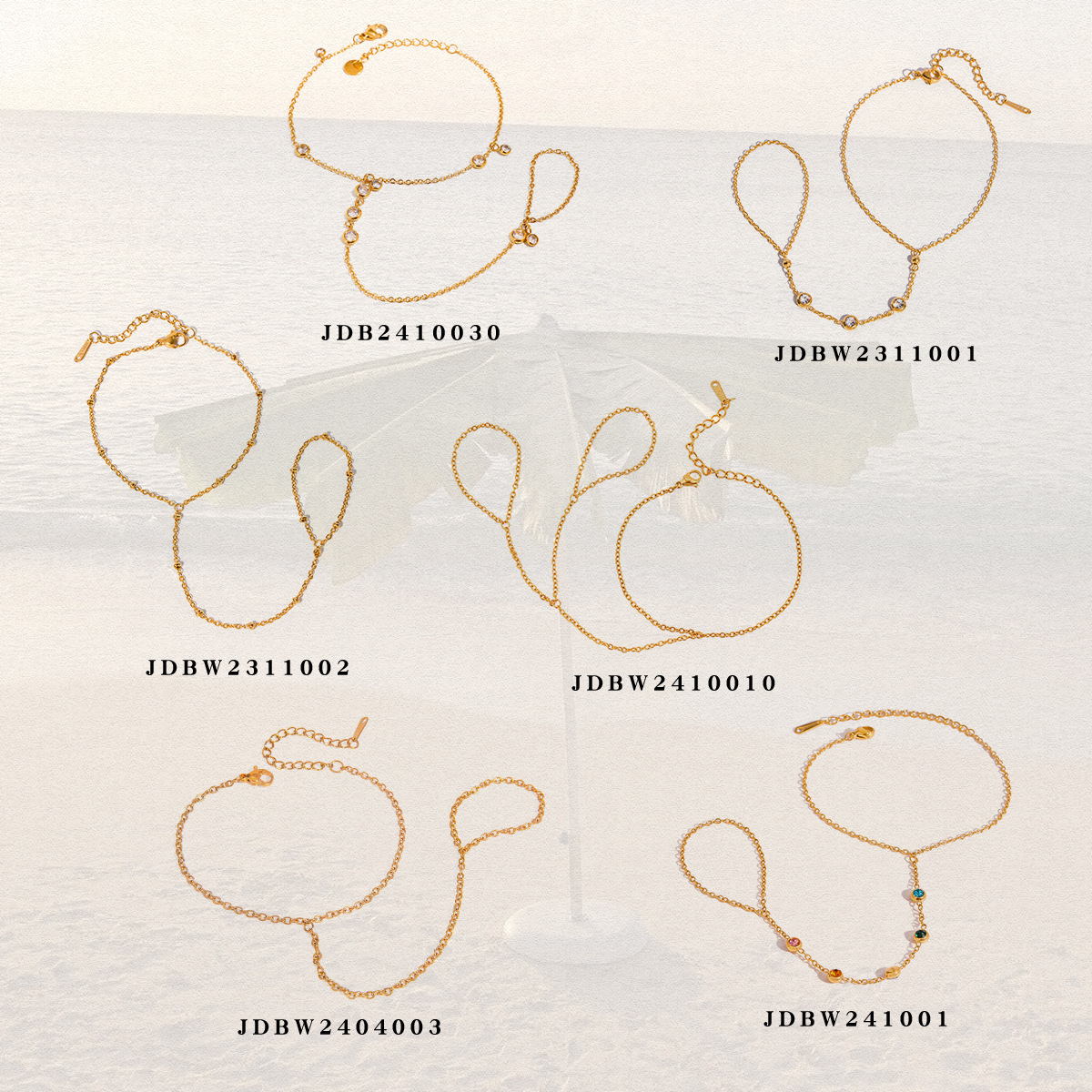 杰鼎欧美不锈钢锆石珍珠连指手链轻奢高级感钛钢不掉色首饰品跨境