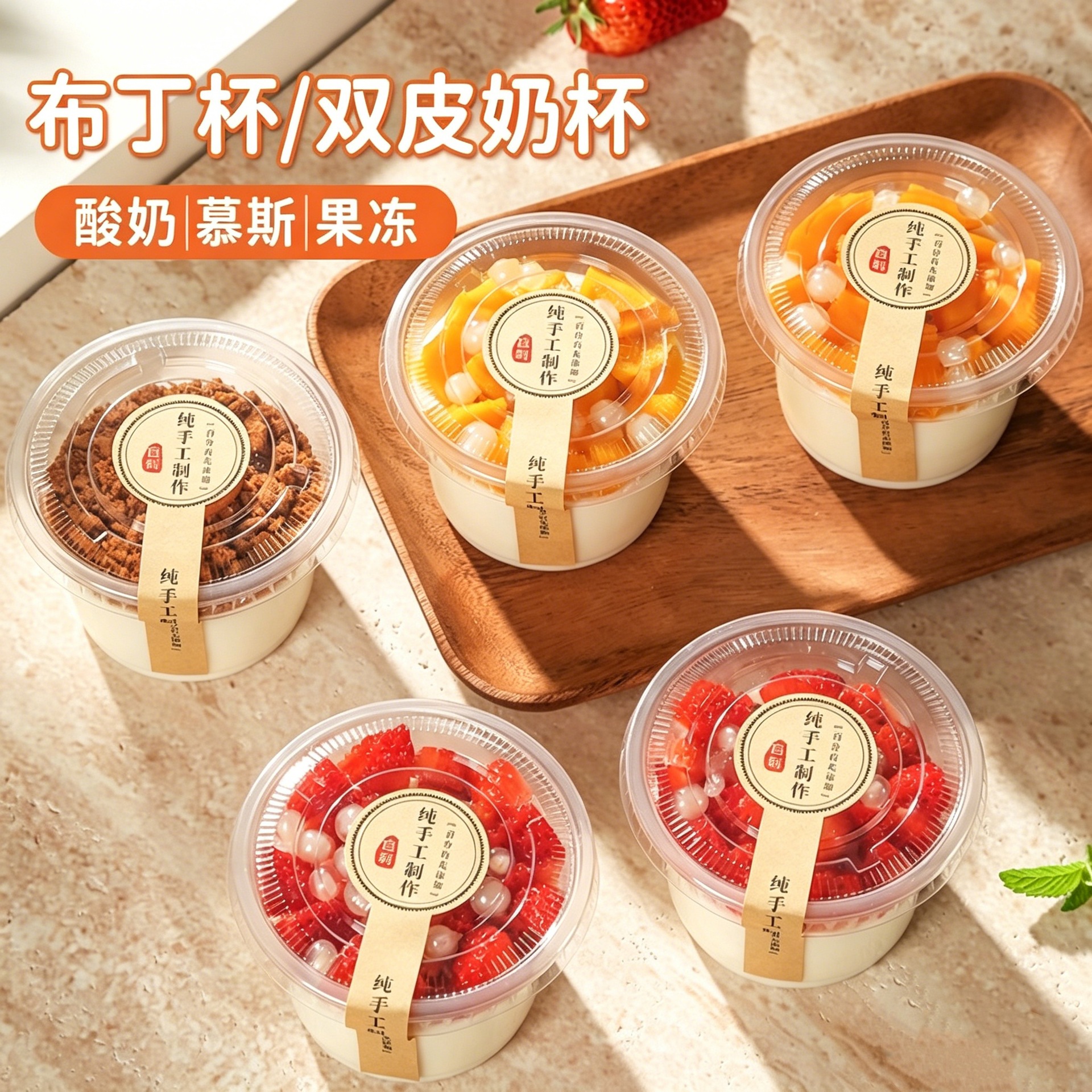 Disposable mousse cup with lid thickened yogurt pudding cup food…
