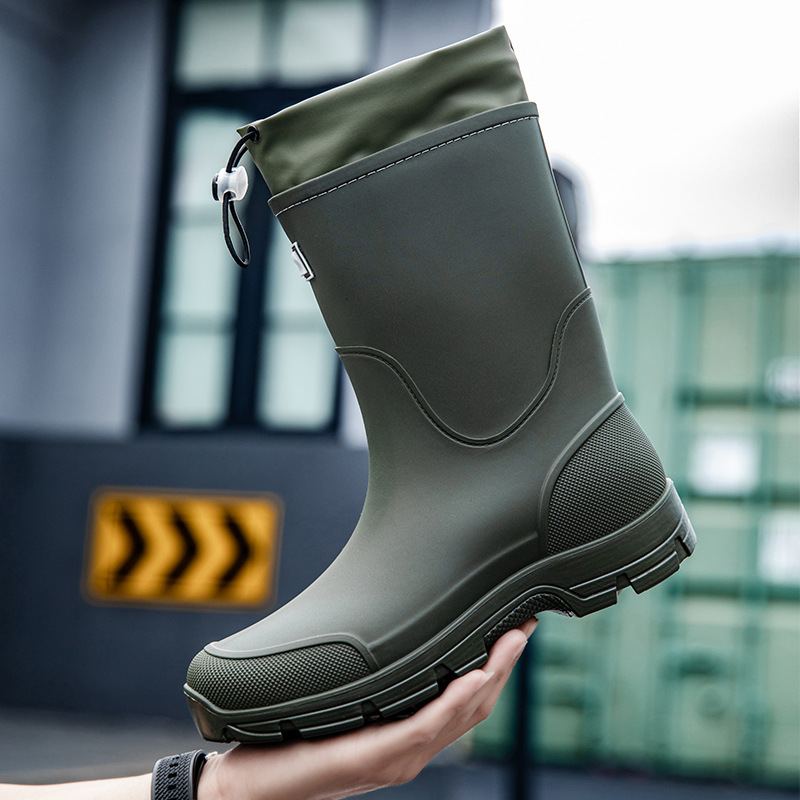 Botas de Lluvia de Caña Media Plástico y Suela de PVC Impermeable Ligero Antipolvo para Actividades al Aire Libre