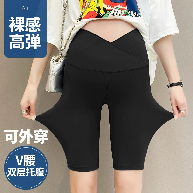 Летние Пятиточечные базовые шорты из кожи акулы, женские тонкие поддерживающие живот брюки Барби с акулой, легкие брюки больших размеров для беременных