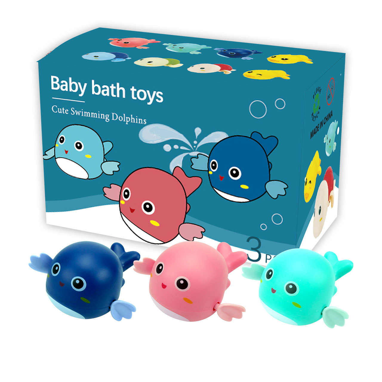 Douyin mismo estilo bebé juguetes de baño de agua tortuga de agua delfín natación pequeño pato amarillo verano baño niños