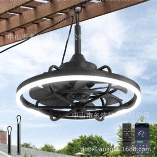 Cross-Border Amazon Direct Sales 110V Outdoor Fan Chandelier Scandinavian Fan Lamp Restaurant Living Room Balcony Frequency Conversion Silent